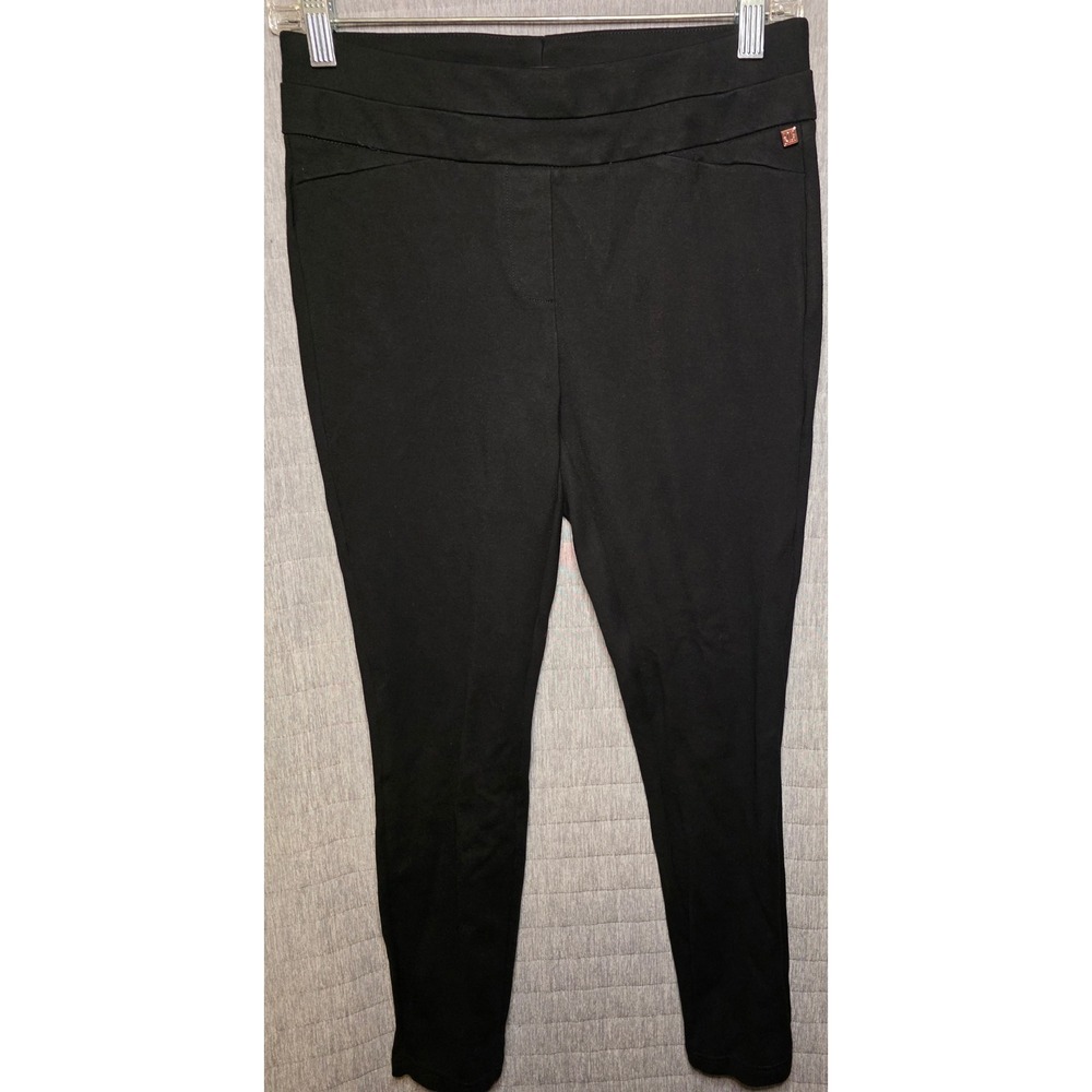 819 Ivanka Trump Black Ponte Pull On Slim Leg Pants Womens XS Stretch Trousers